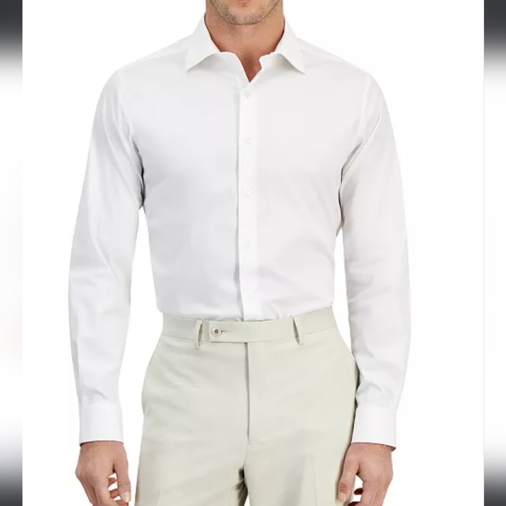 Alfani Mens Button DownShirt, White, Slim Fit, Large 16 - 16 1/2, 32-33 NWT